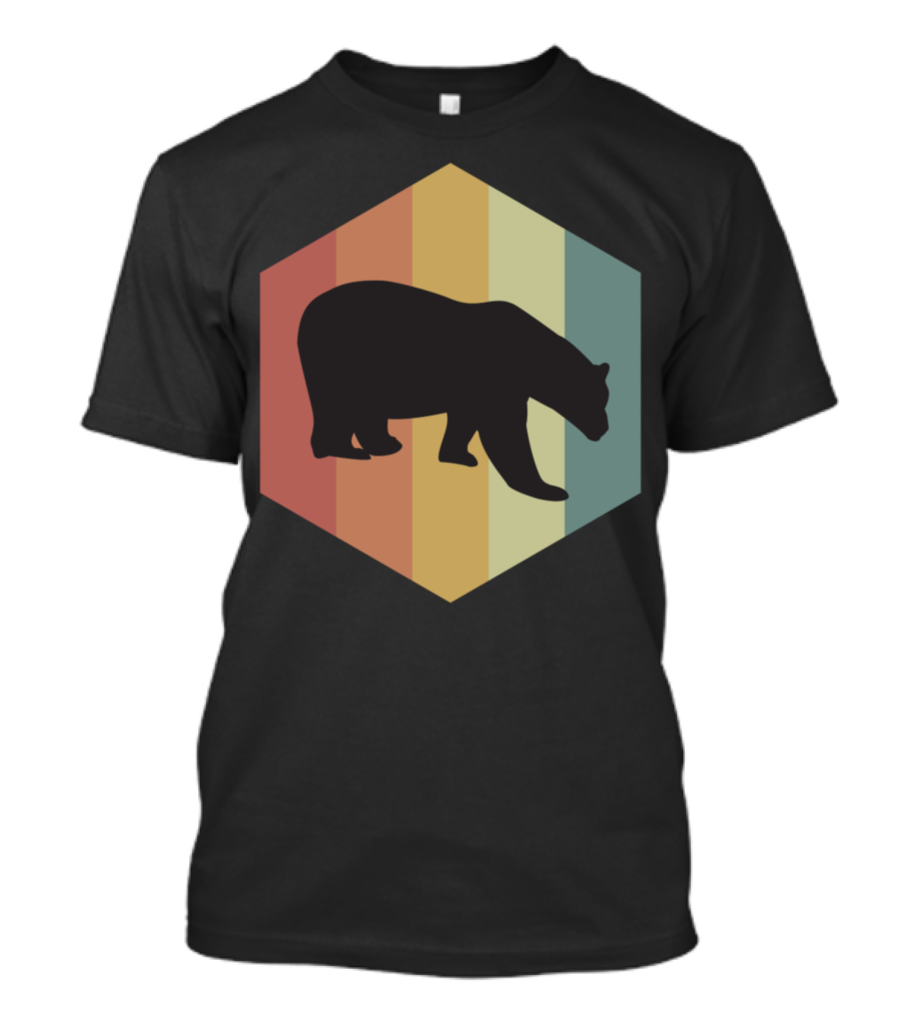 Bear Silhouette Retro Vintage Wild Bears Multicolor Stripes T-Shirt