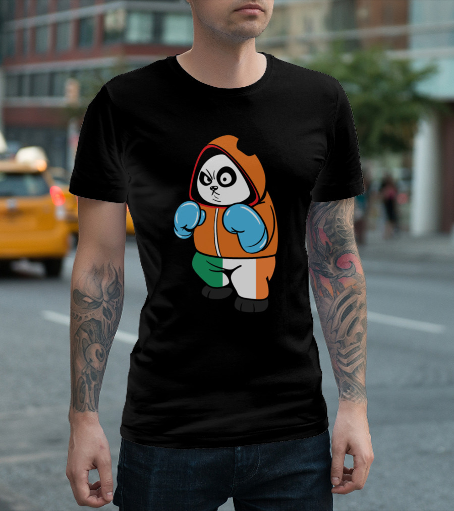 Ireland Irish Panda Bear Boxer In Orange Green White Attire T-Shirt