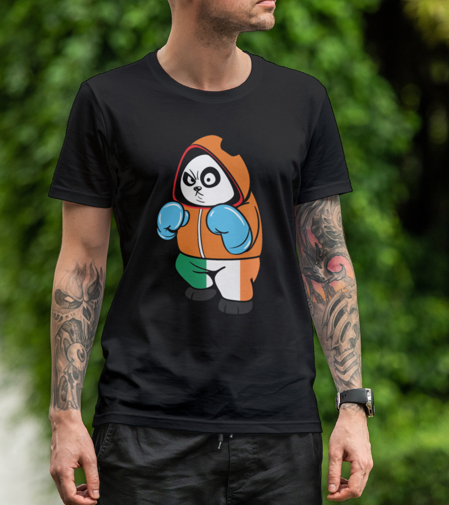 Ireland Irish Panda Bear Boxer In Orange Green White Attire T-Shirt