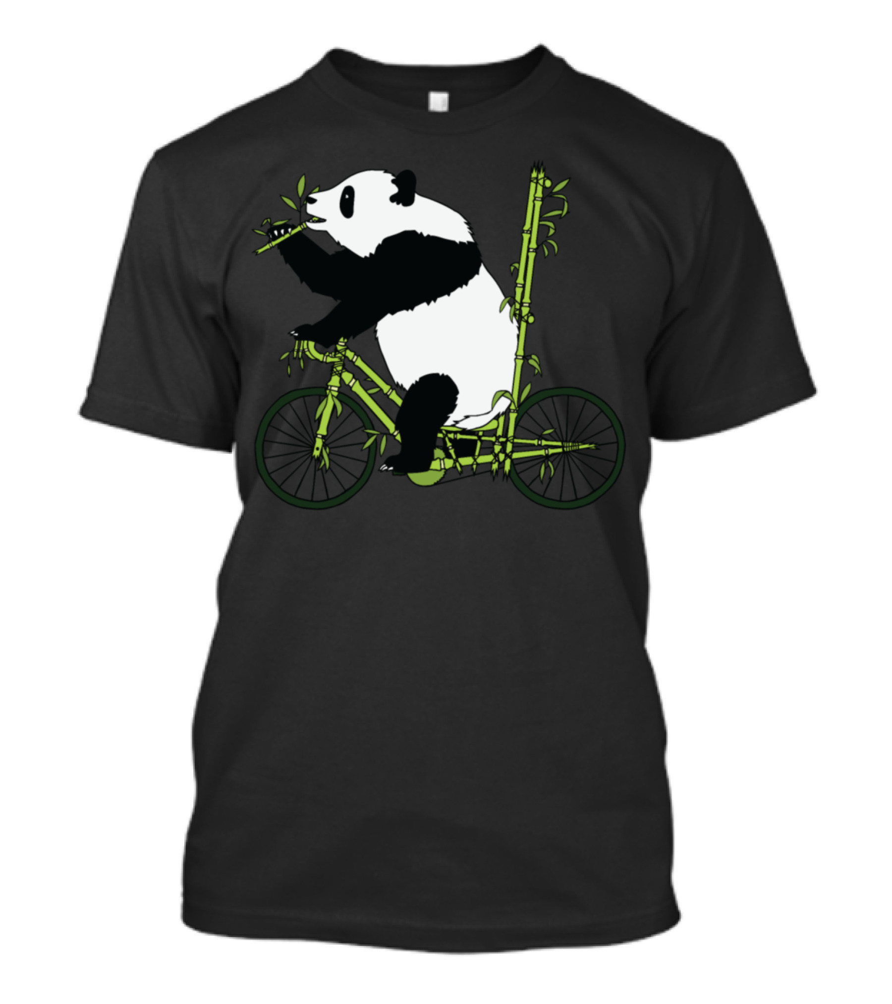 Panda Bear On Bamboo Bicycle Eating Stalk T-Shirt