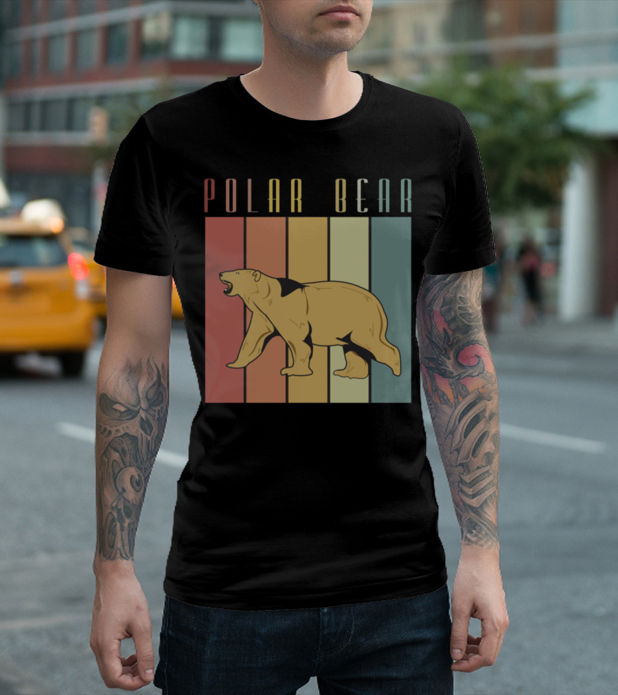 Polar Bear Vintage Old School Bears Retro Stripes Antarctica T-Shirt