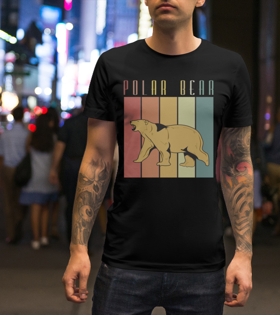 Polar Bear Vintage Old School Bears Retro Stripes Antarctica T-Shirt