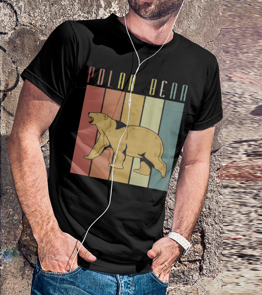 Polar Bear Vintage Old School Bears Retro Stripes Antarctica T-Shirt