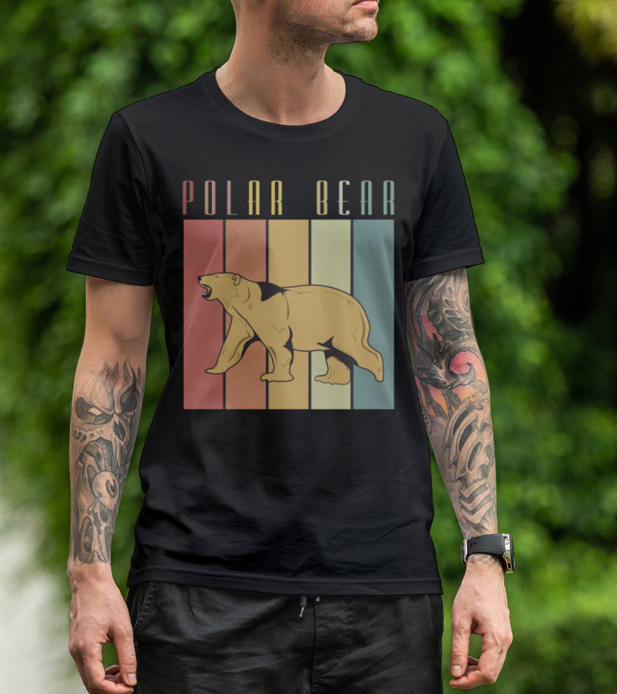 Polar Bear Vintage Old School Bears Retro Stripes Antarctica T-Shirt