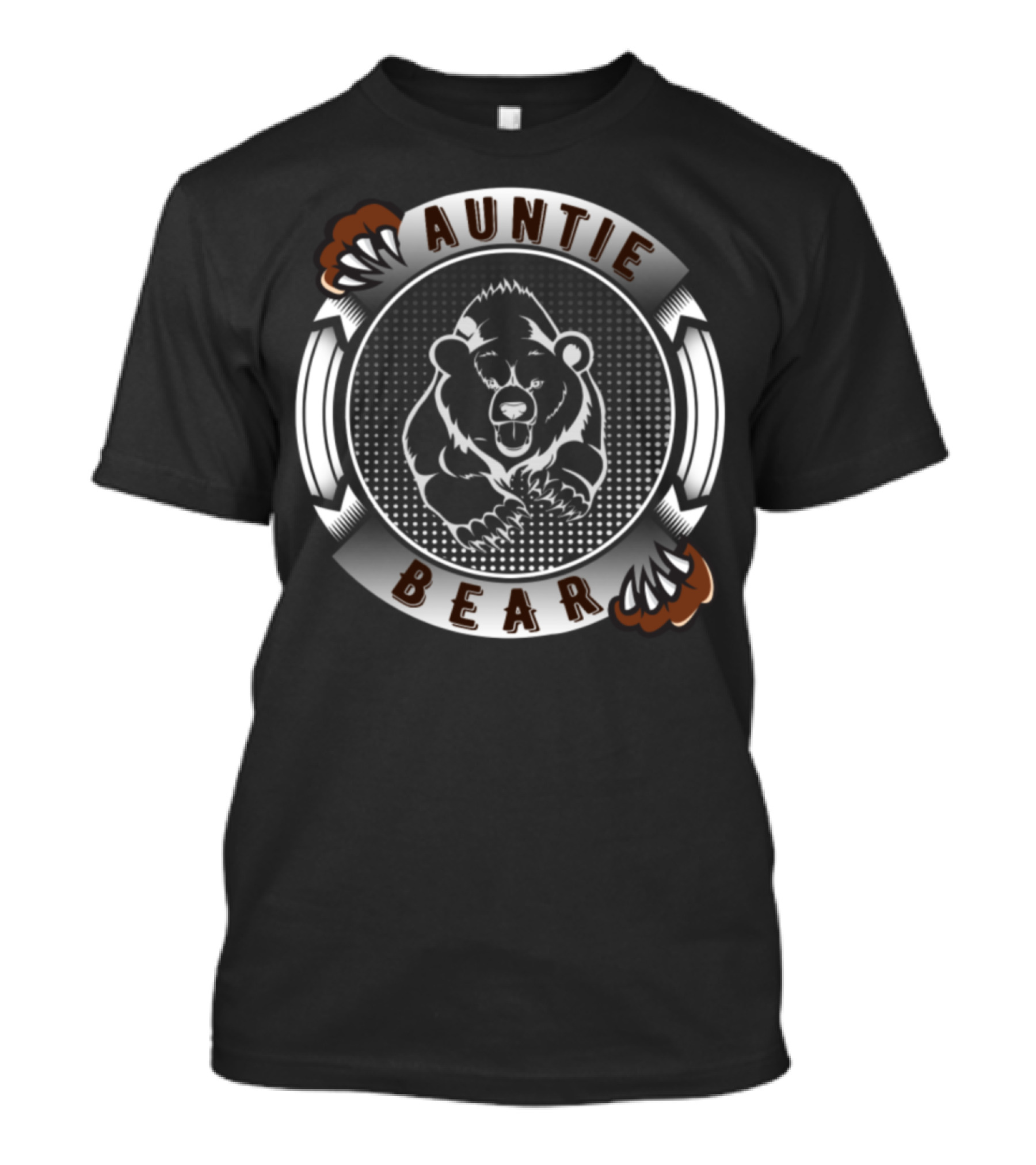 Auntie Bear Circular Emblem With Paw Print Accents T-Shirt