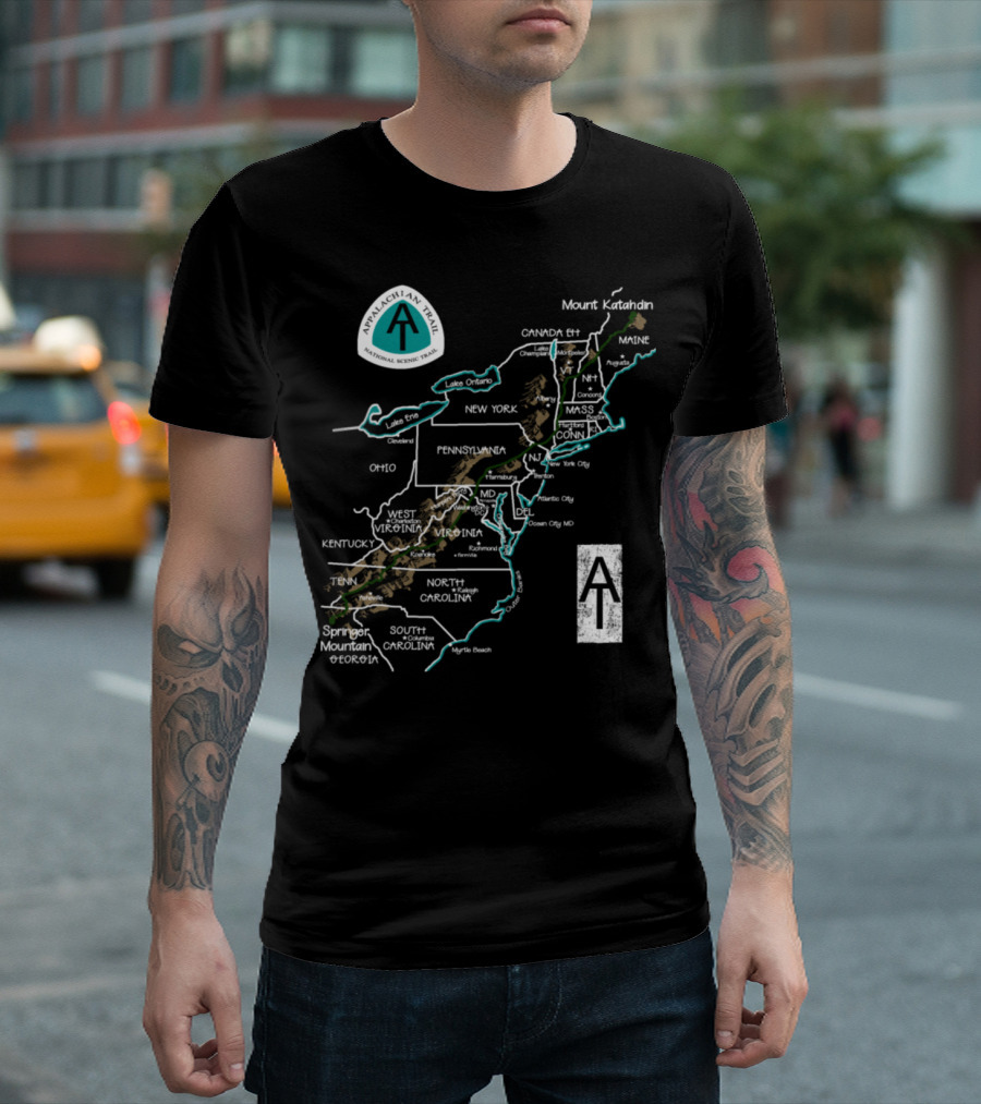 Appalachian Trail National Scenic Map Mount Katahdin Springer Mountain T-Shirt