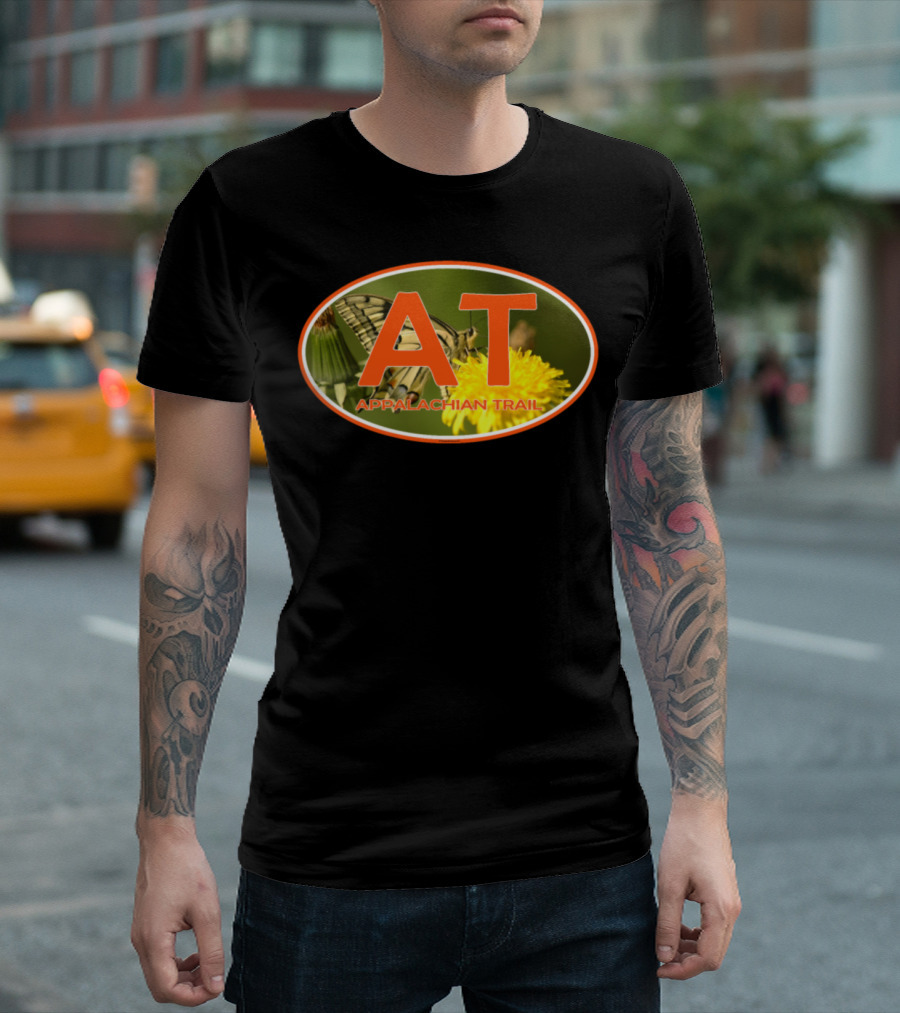 AT Appalachian Trail Butterfly on Yellow Flower T-Shirt