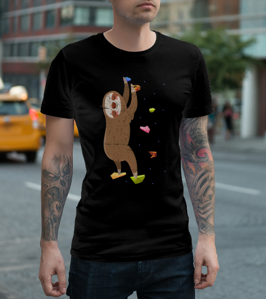 Climbing Sloth with Colorful Bouldering Holds T-Shirt
