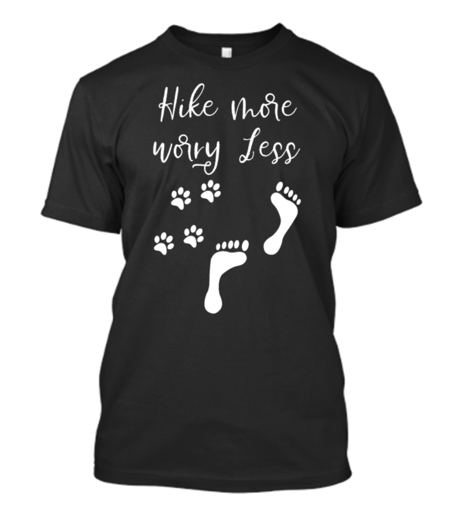 Hike More Worry Less Dog Hiking Footprints Paws T-Shirt