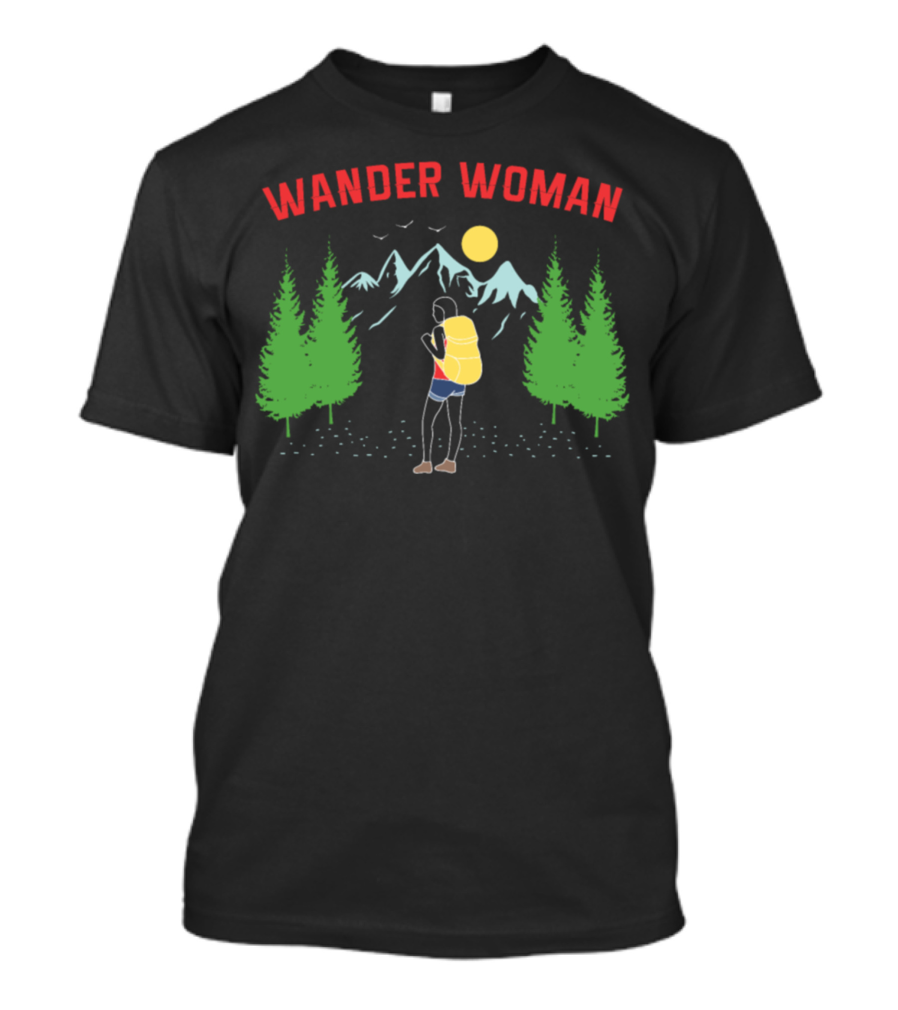 Wander Woman Hiking Adventure Mountain Forest Scene T-Shirt