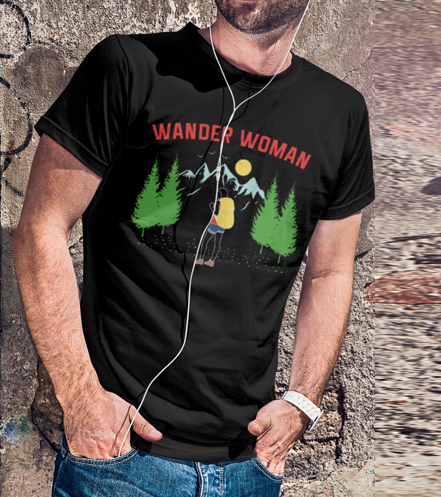 Wander Woman Hiking Adventure Mountain Forest Scene T-Shirt