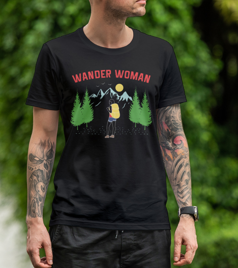 Wander Woman Hiking Adventure Mountain Forest Scene T-Shirt