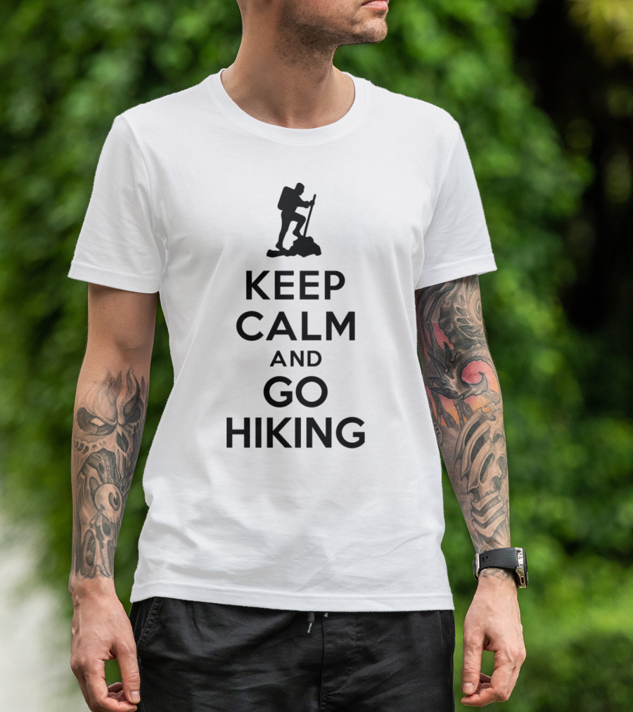 KEEP CALM AND GO HIKING Silhouette Backpacker Adventure T-Shirt