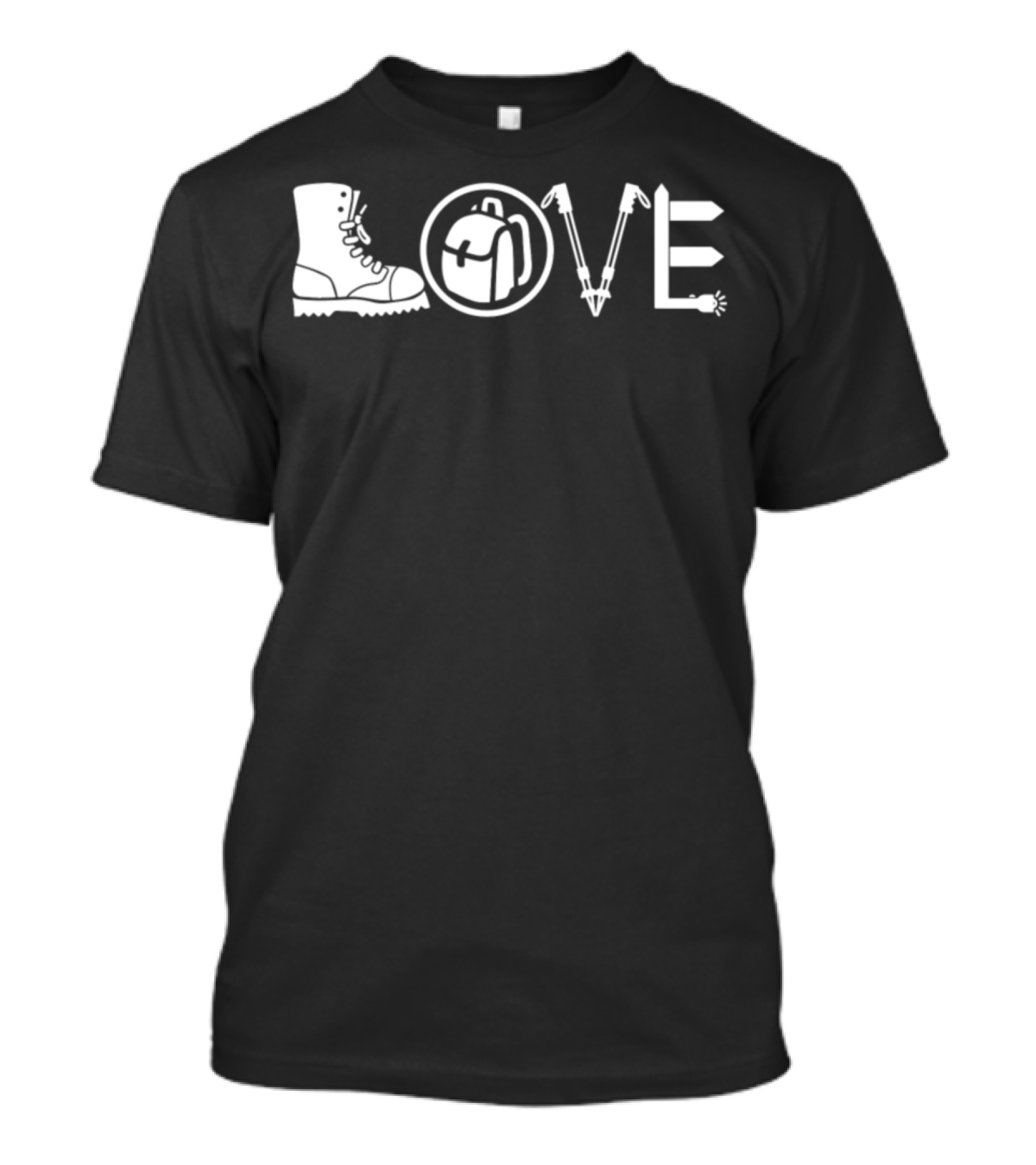 Love Hiking Love Camping Boots Backpack Arrows Flashlight T-Shirt