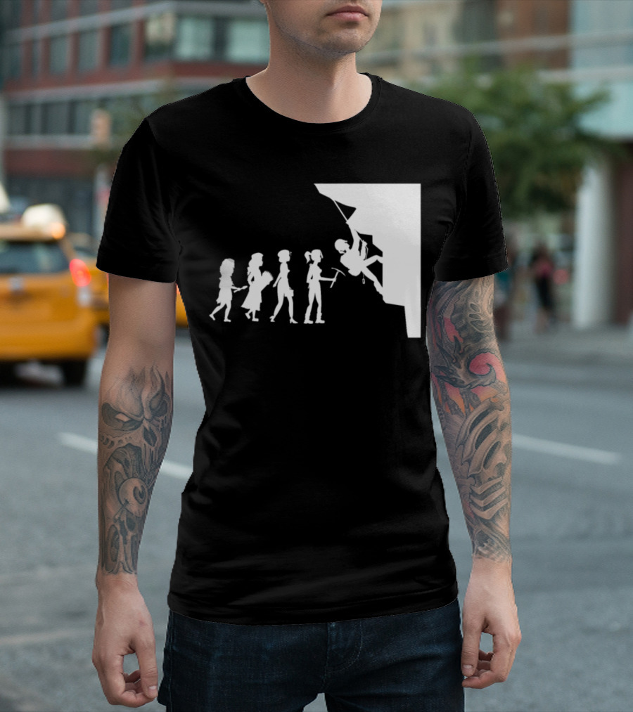 Evolution of Mountain Climbing to Rock Wall Climber T-Shirt