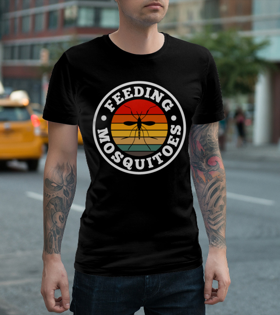 Feeding Mosquitoes Sunset Retro Circle T-Shirt