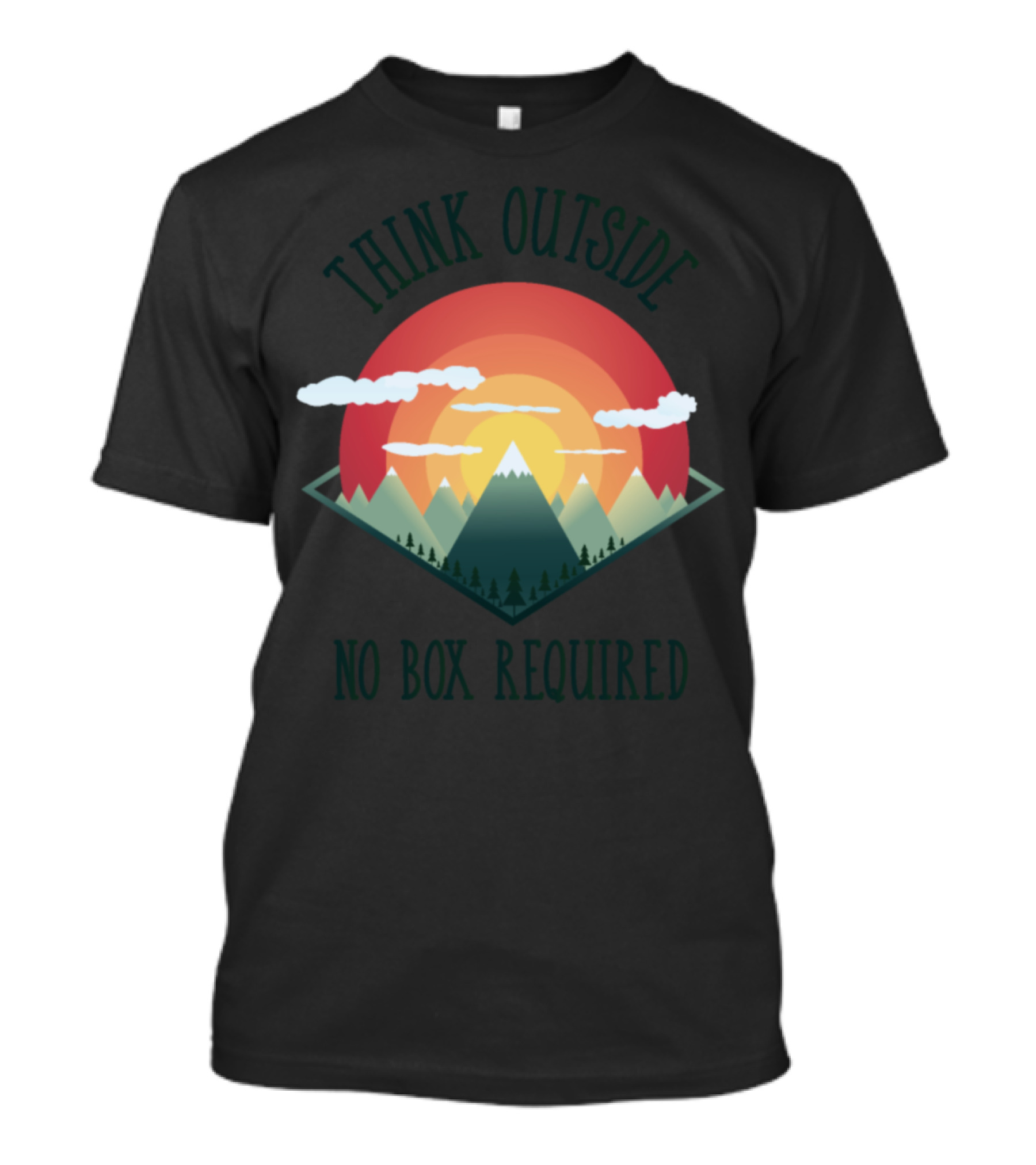 Think Outside No Box Required Mountain Sunset Natur Hike T-Shirt