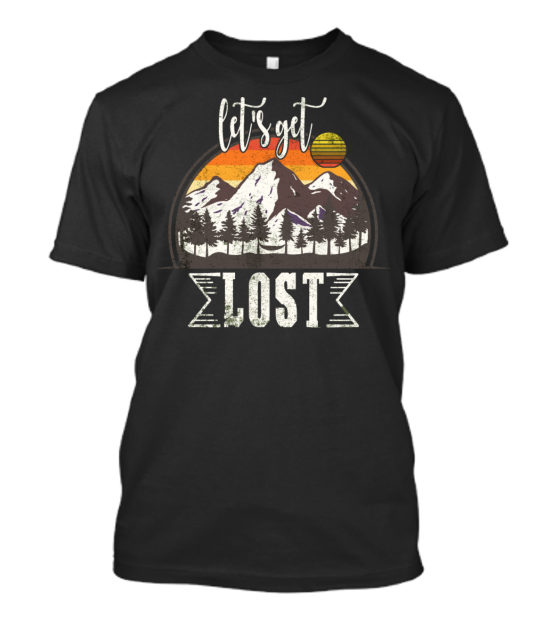 Let's Get Lost Vintage Sunshine Adventure Retro Hiking T-Shirt