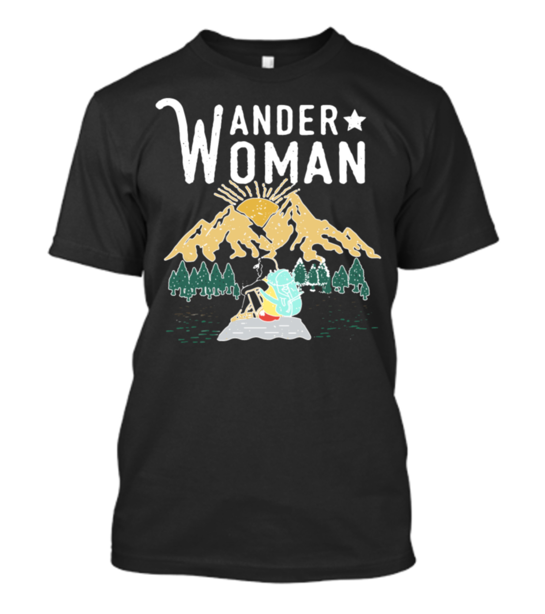 Wander Woman Funny Hiking Mountains Camper Forest Adventure T-Shirt