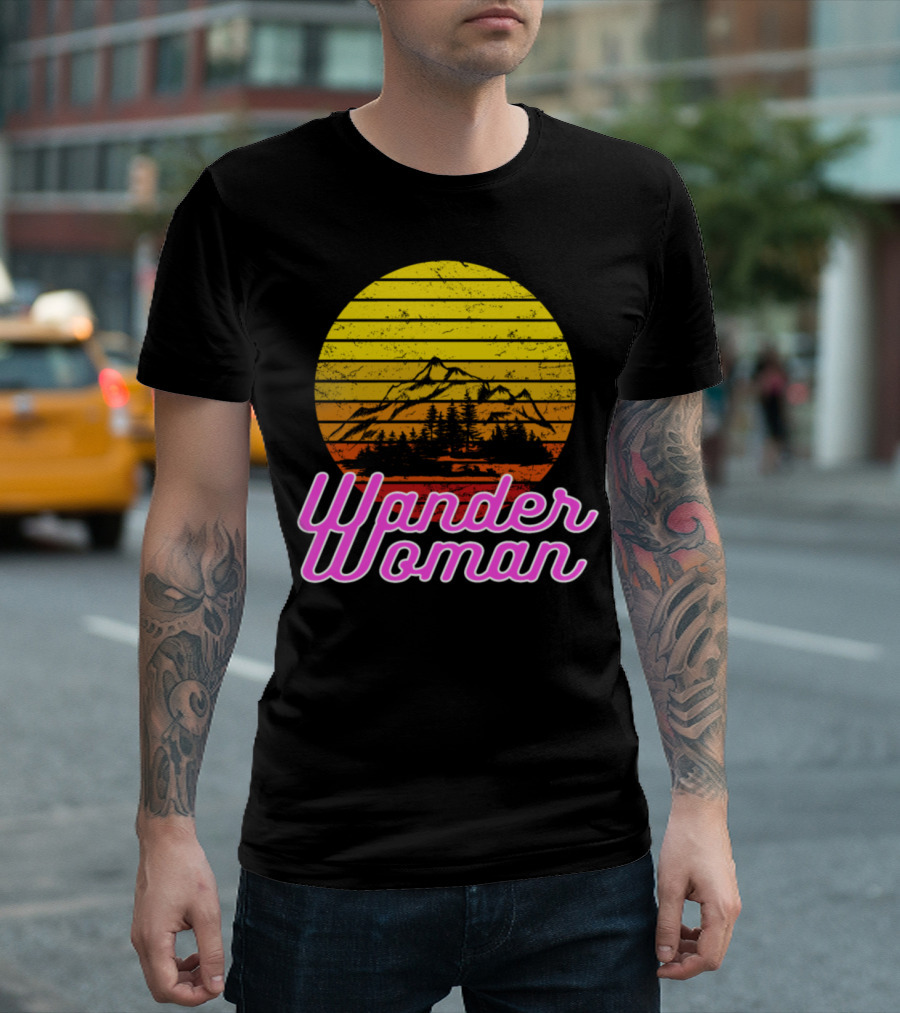 Wander Woman Retro Hiking Sunset Mountain Vintage T-Shirt
