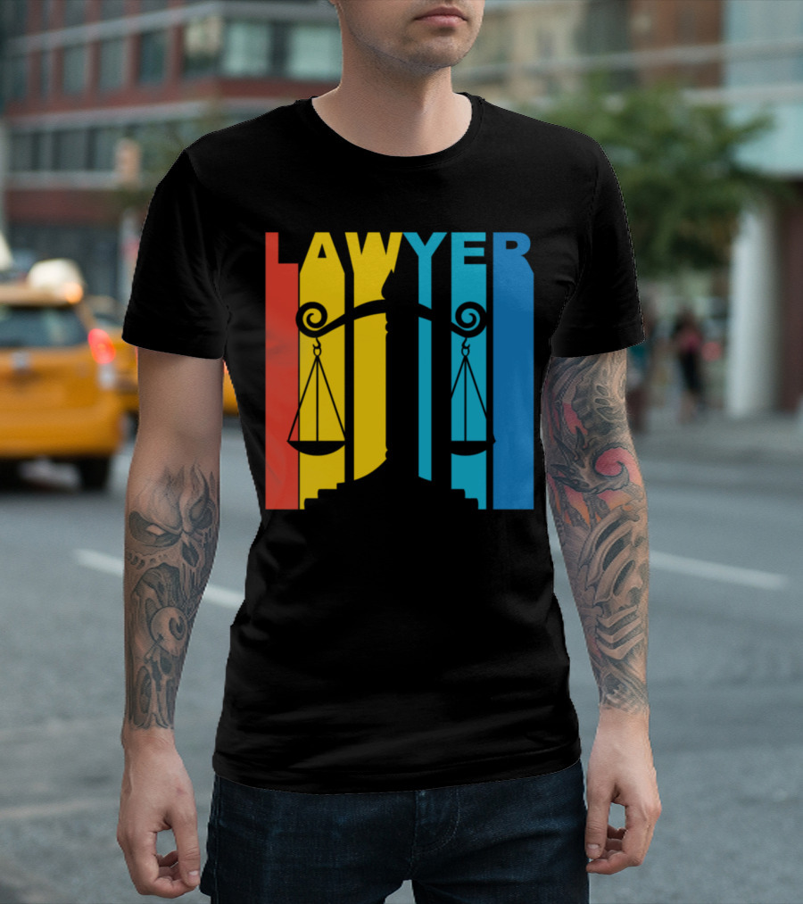 LAWYER Vintage Scales of Justice Retro Colors T-Shirt