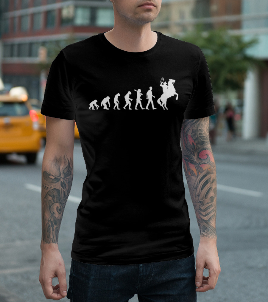 Cowboy Evolution Evolution Of Cowboy Riding Horse T-Shirt