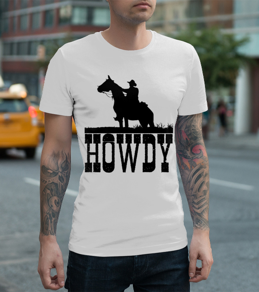 Howdy Cowboy Horse Rider Western Cool America T-Shirt
