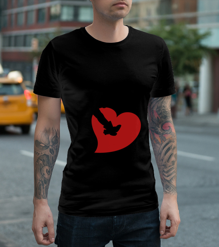 Cowboy Silhouette Jumping Over Red Heart T-Shirt