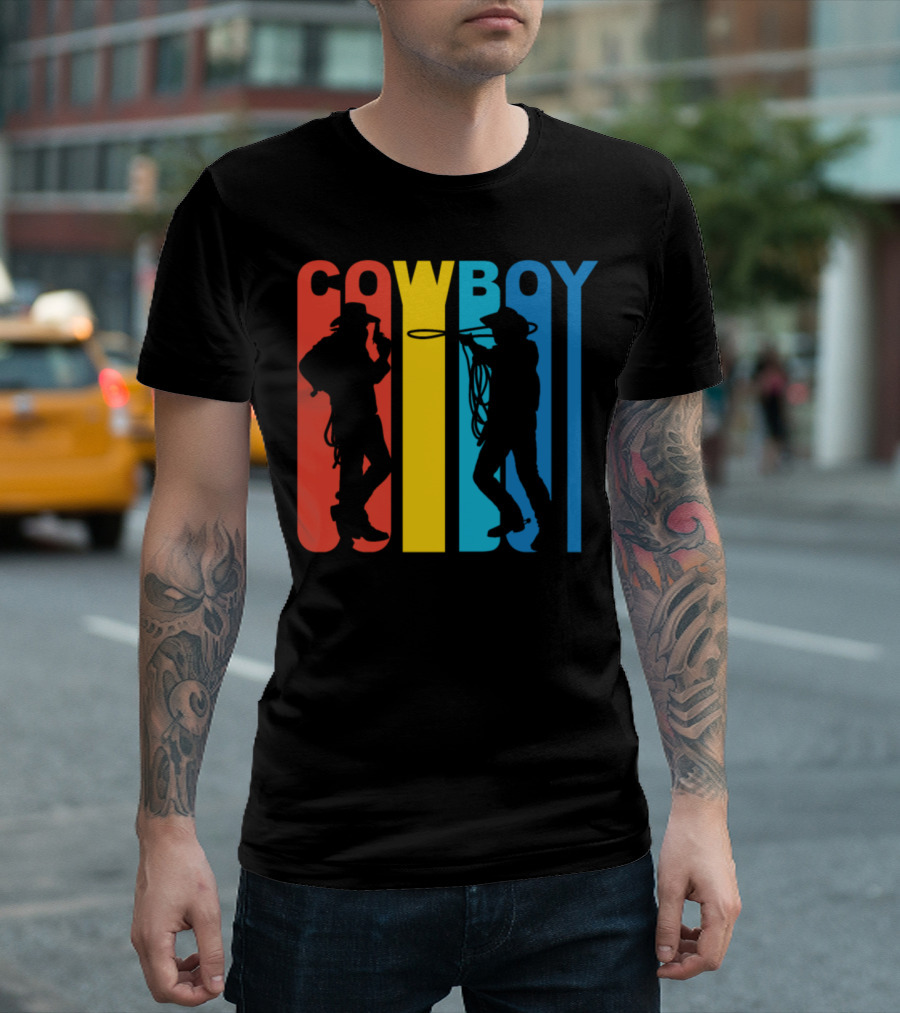 Cowboy Vintage Silhouette Retro Colors T-Shirt