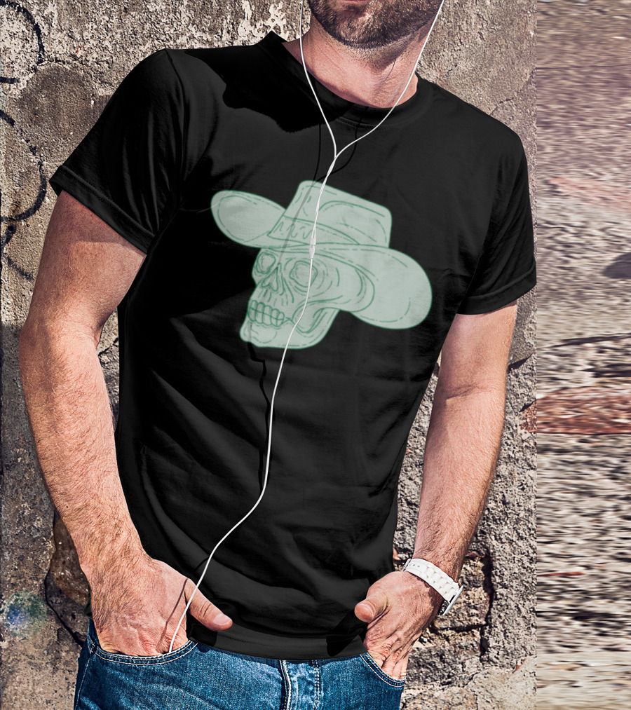 Cowboy Skull With Western Hat Drawing T-Shirt