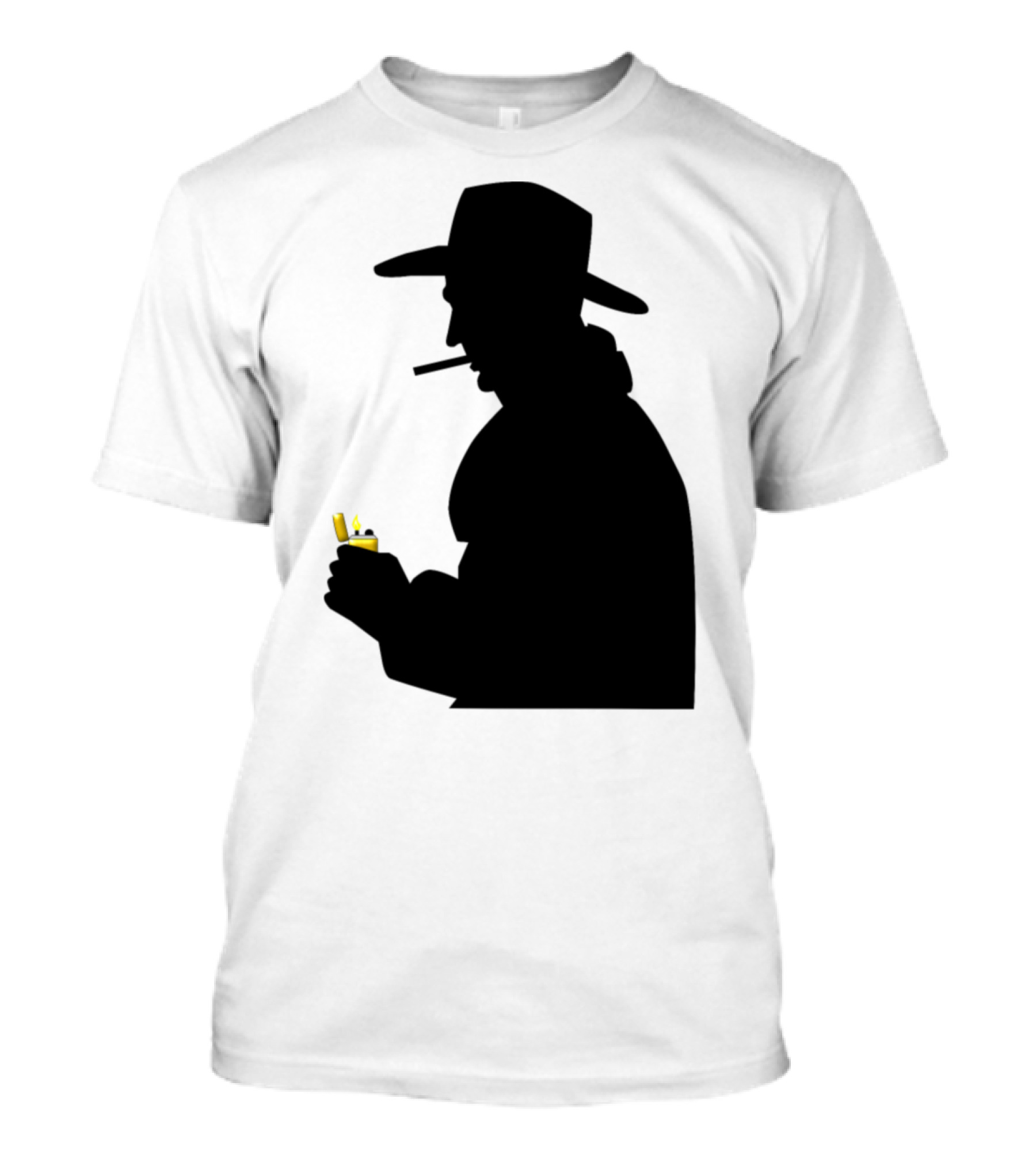 Cowboy Smoking Silhouette With Yellow Lighter T-Shirt