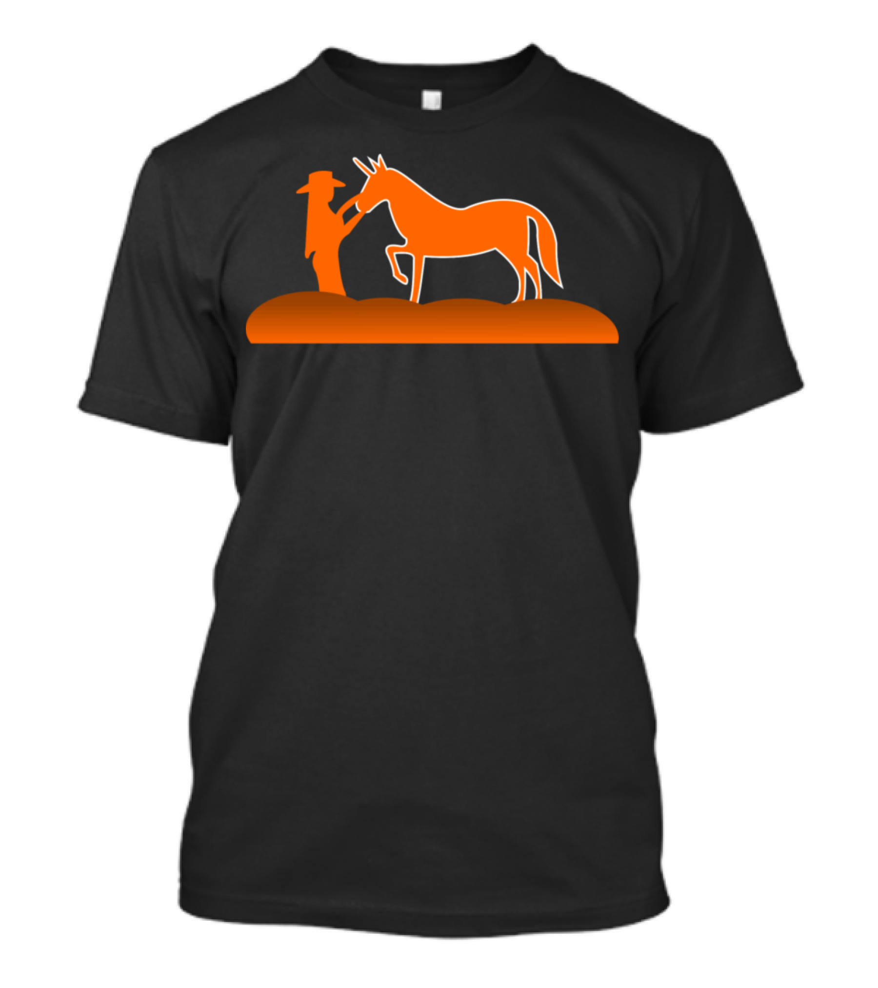 Cowboy With Horse And Unicorn Outline T-Shirt