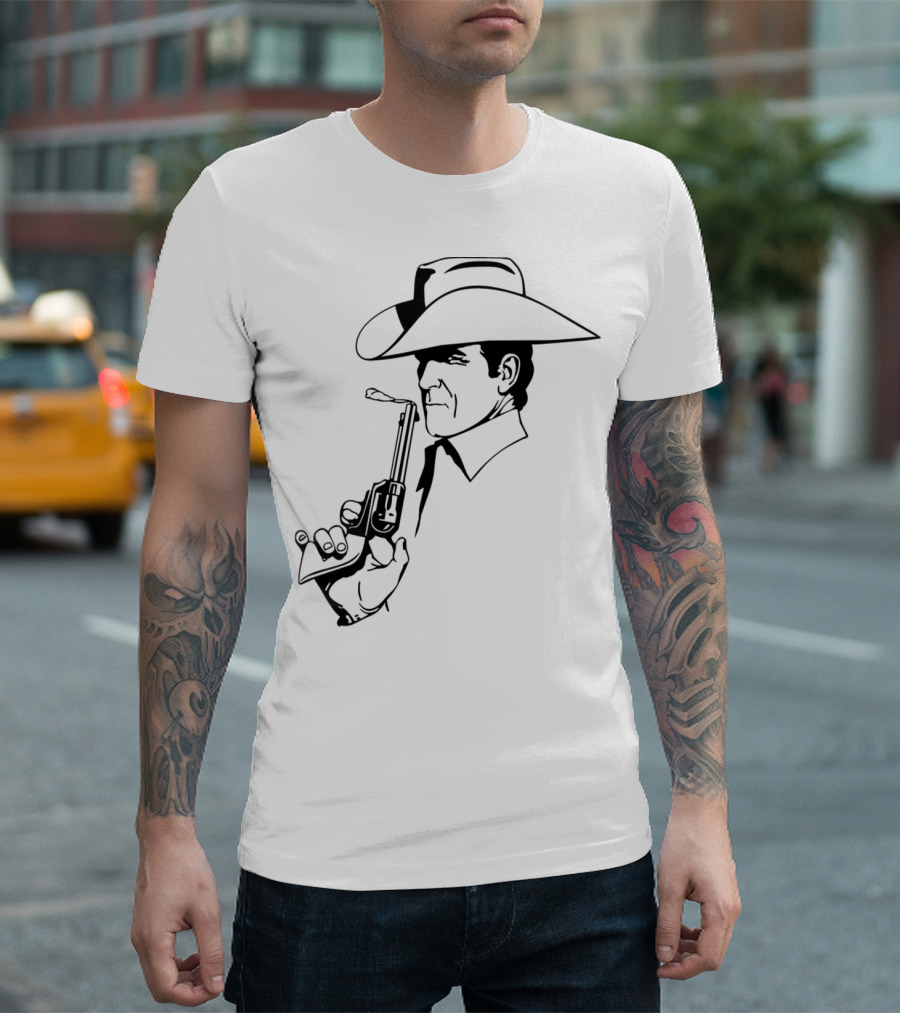 Cowboy Smoking Gun With Hat Iconic Western T-Shirt