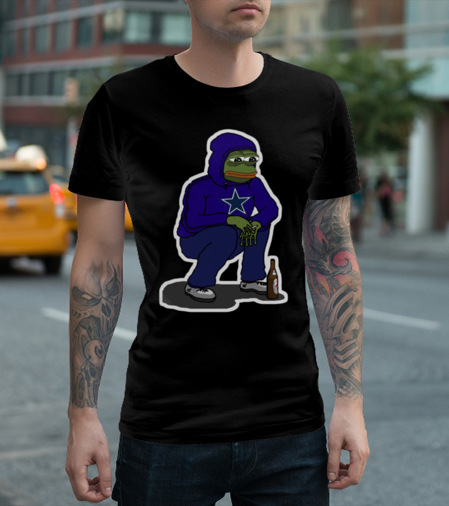 Cowboys Pepe the Frog Sad Meme Dallas Star Football Fan T-Shirt