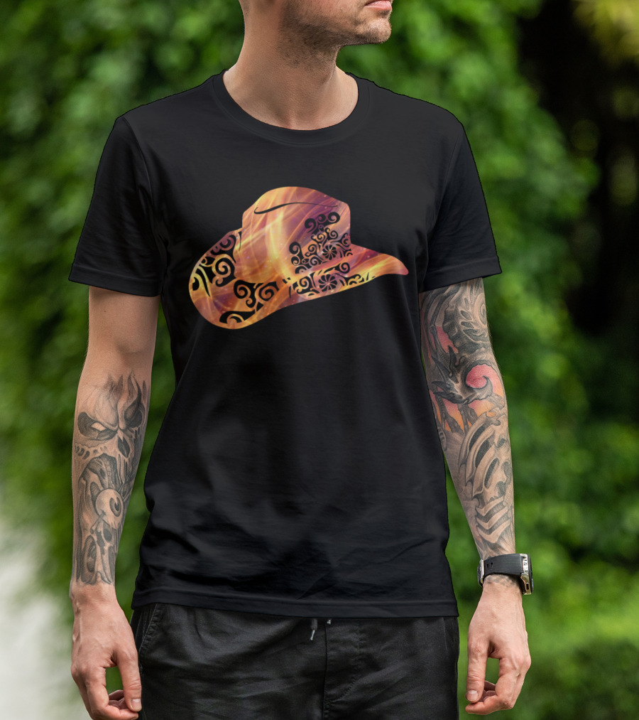 Cowgirl Cowboy Mandala Hat Swirl T-Shirt