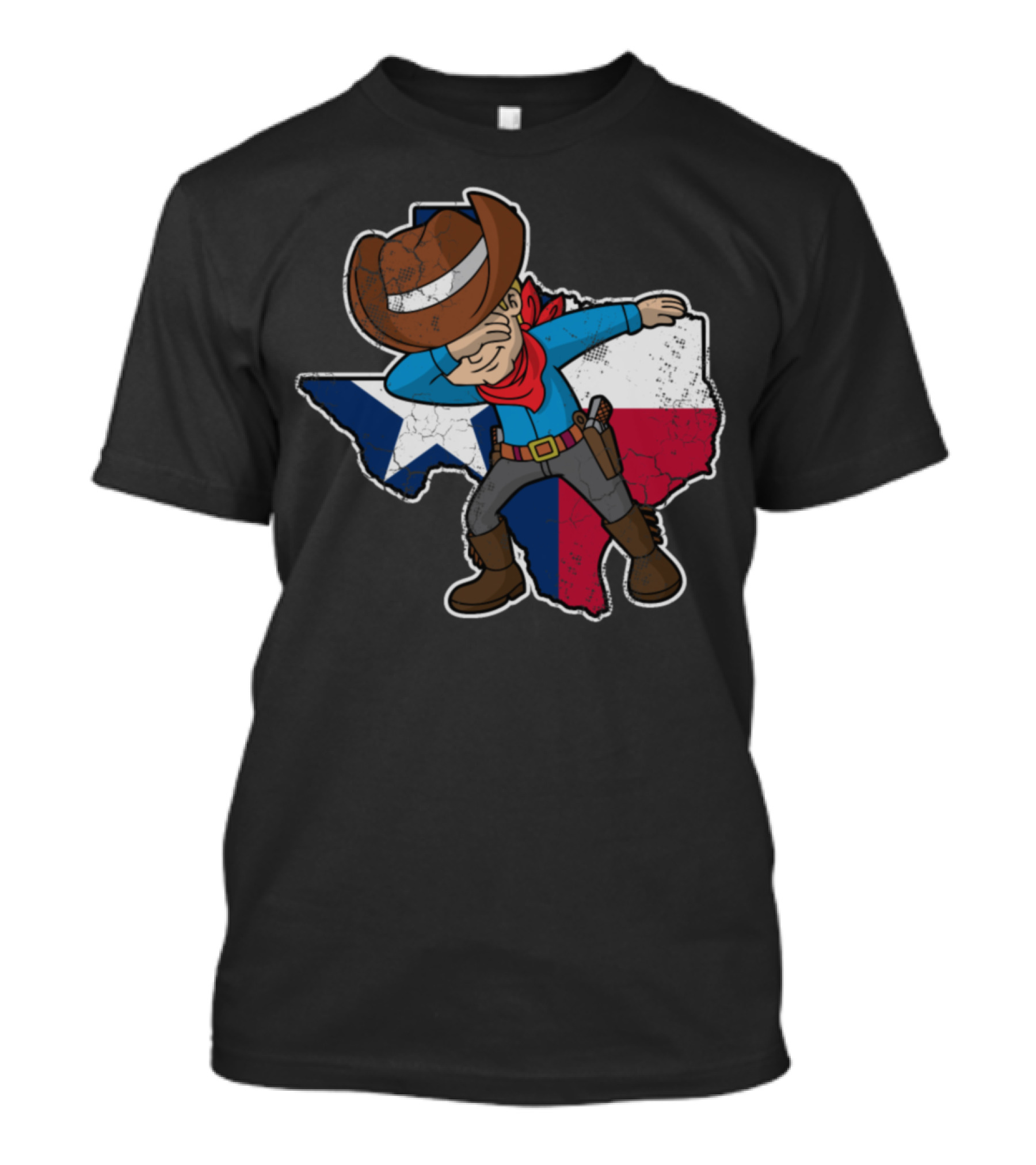 Dabbing Cowboy On Texas Flag Background Texan T-Shirt