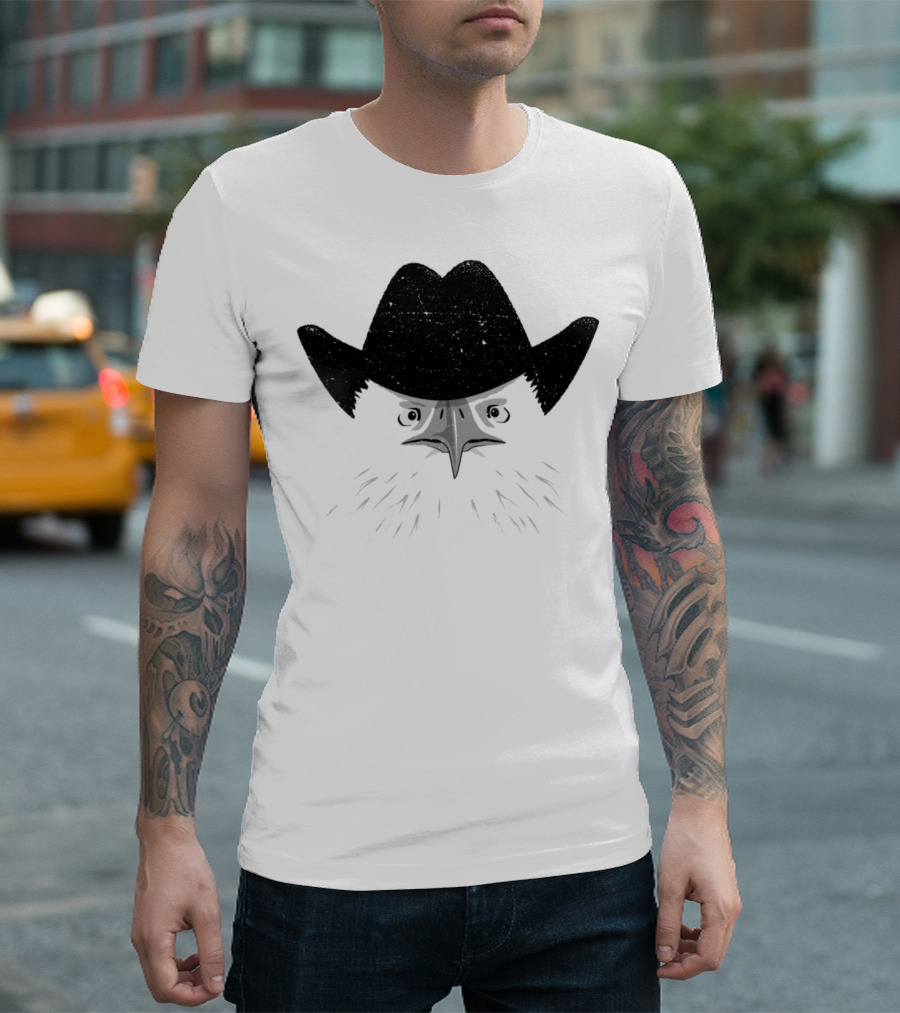 Eagle Wearing Cowboy Hat Hipster T-Shirt