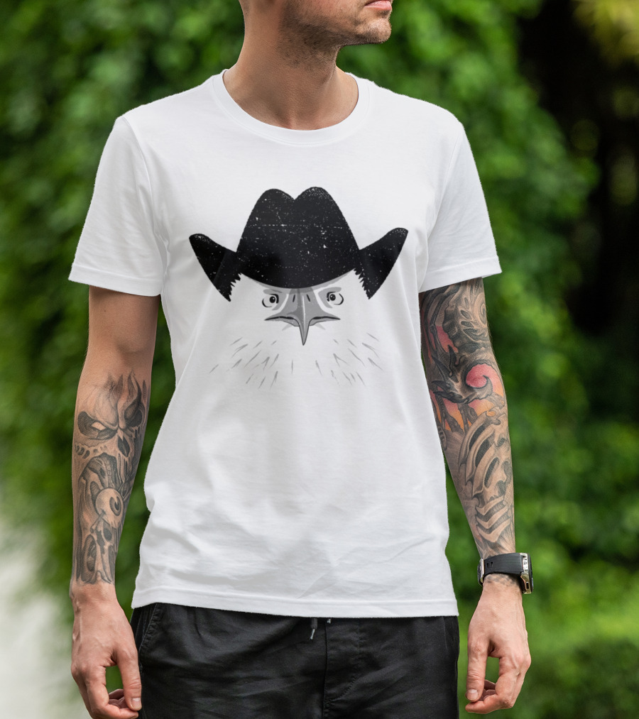 Eagle Wearing Cowboy Hat Hipster T-Shirt