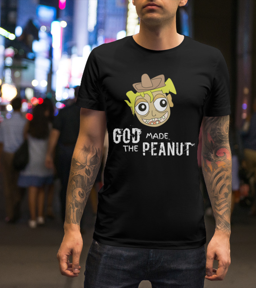 God Made The Peanut Cowboy Cartoon Face T-Shirt