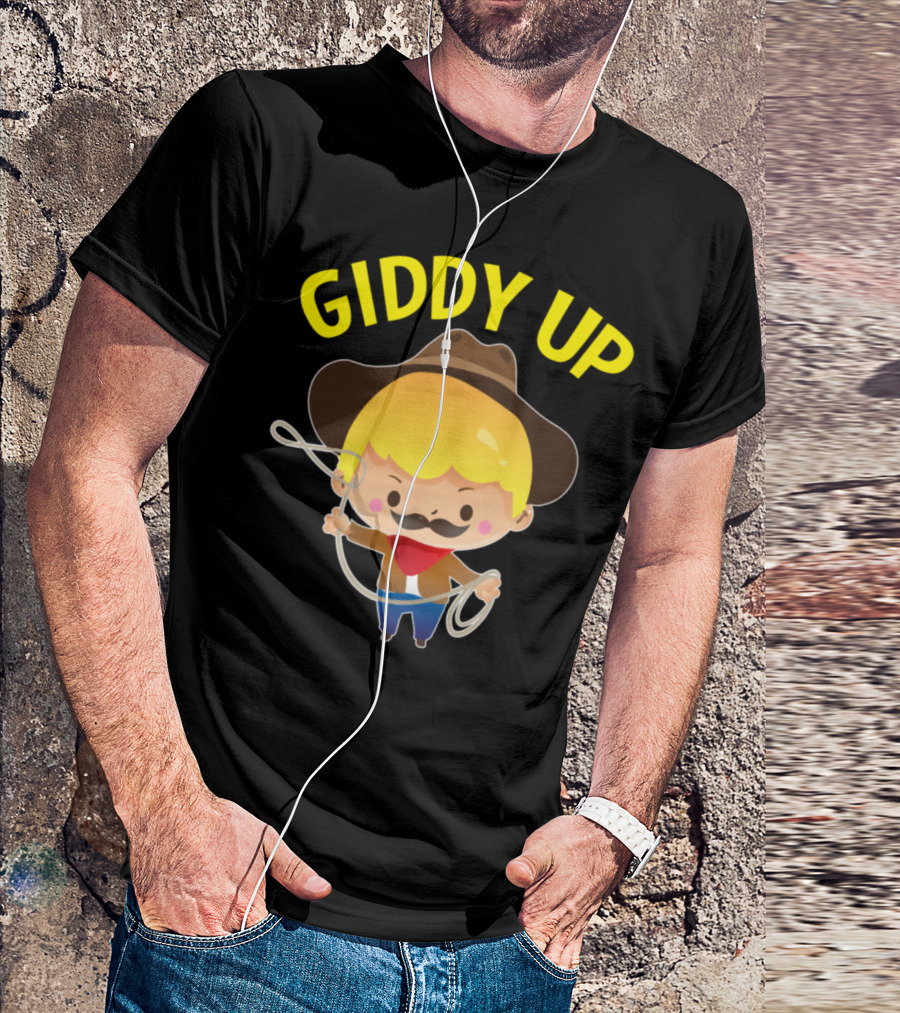 Giddy Up Cowboy Lasso Cartoon Character T-Shirt