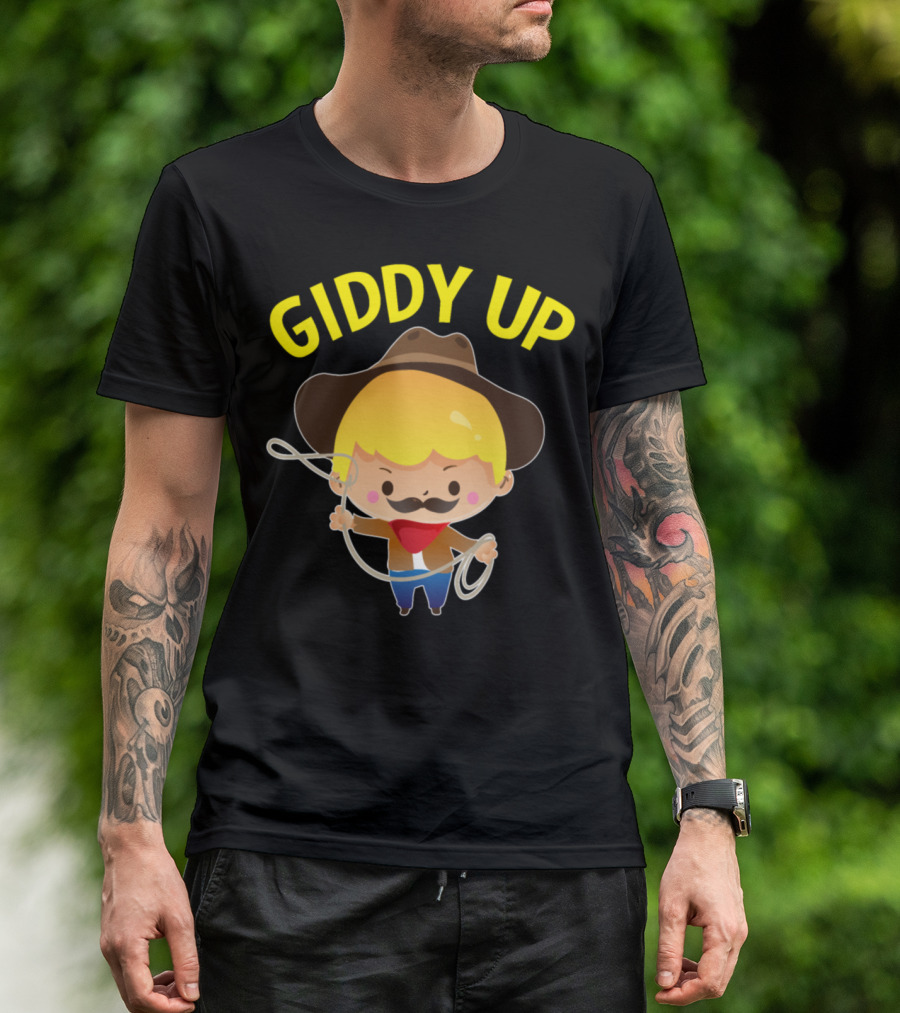 Giddy Up Cowboy Lasso Cartoon Character T-Shirt