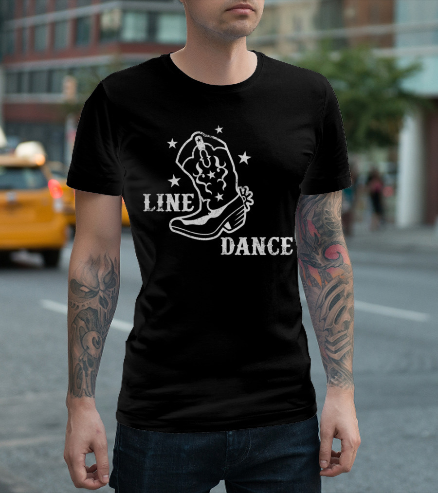 Line Dance Boot With Stars Vintage Look T-Shirt