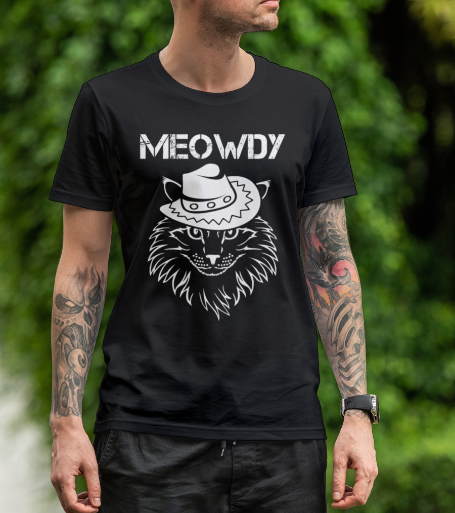 Meowdy Cat Cowboy Howdy Western Country Feline With Hat T-Shirt