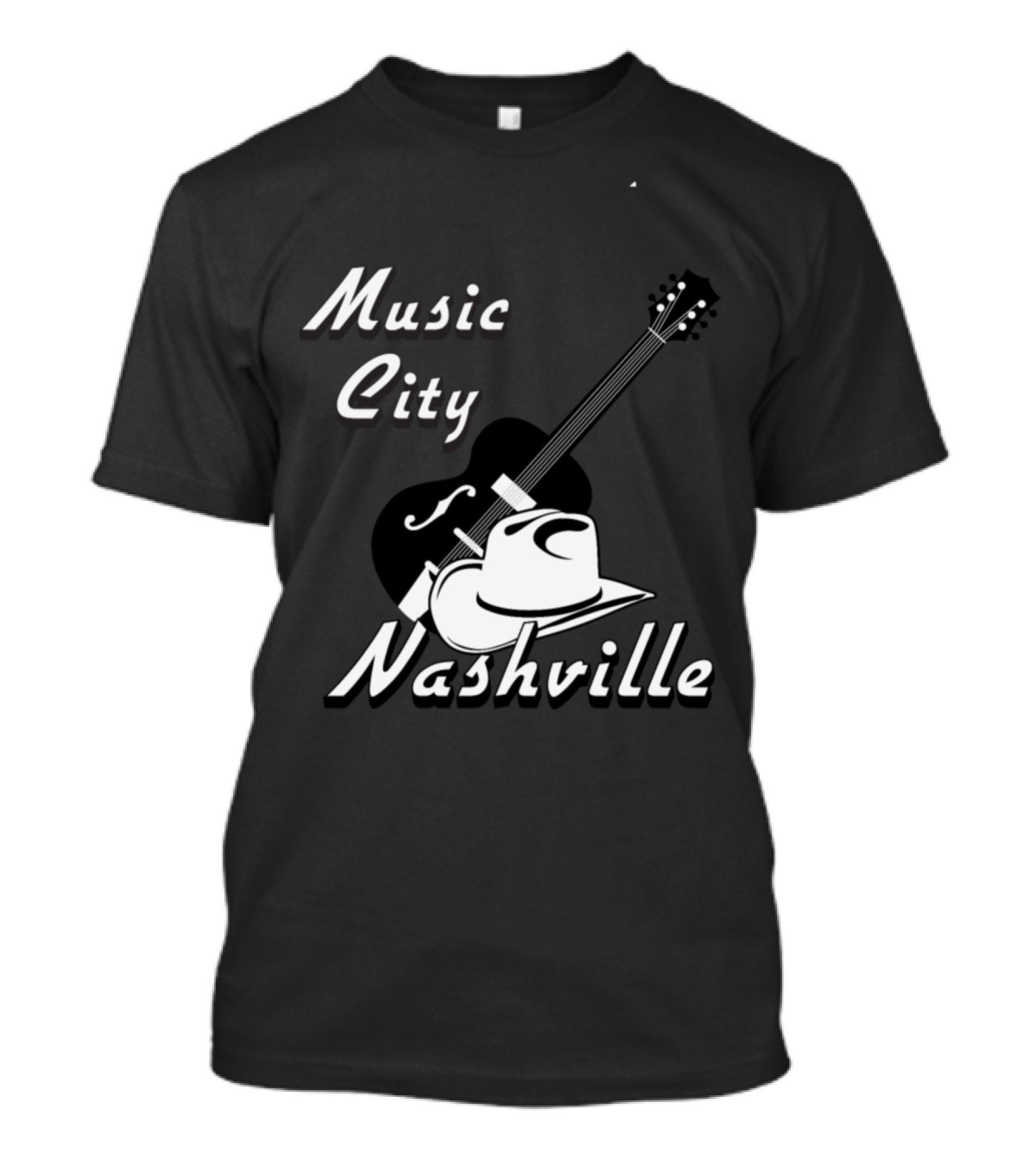 Music City Nashville Guitar And Cowboy Hat T-Shirt