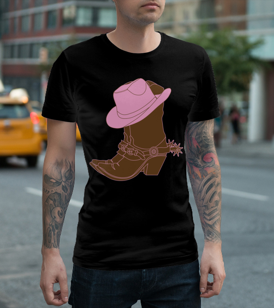 Pink Cowboy Hat And Boot With Spur T-Shirt