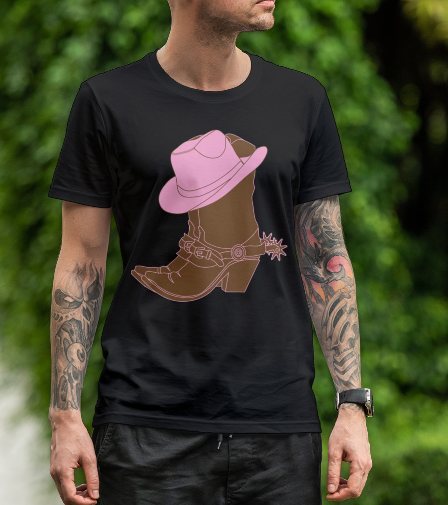 Pink Cowboy Hat And Boot With Spur T-Shirt