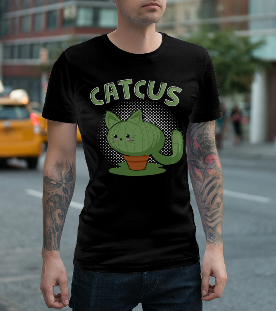 Catcus Cute Cactus Cat Pun For Cat Lovers T-Shirt