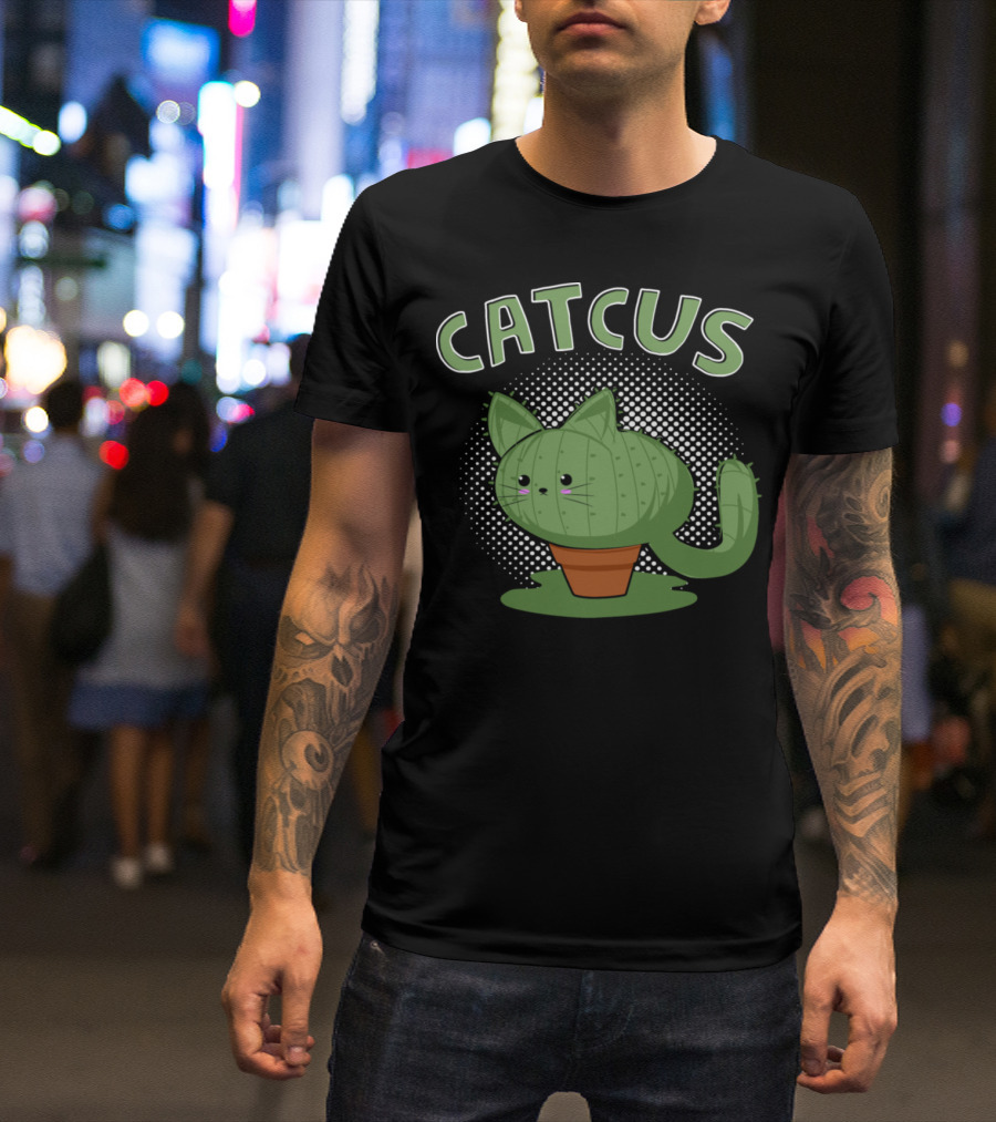 Catcus Cute Cactus Cat Pun For Cat Lovers T-Shirt