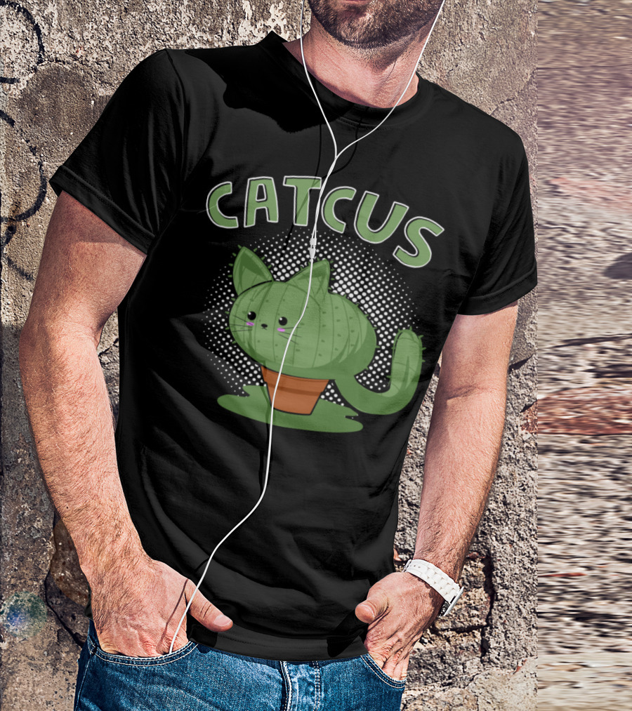 Catcus Cute Cactus Cat Pun For Cat Lovers T-Shirt