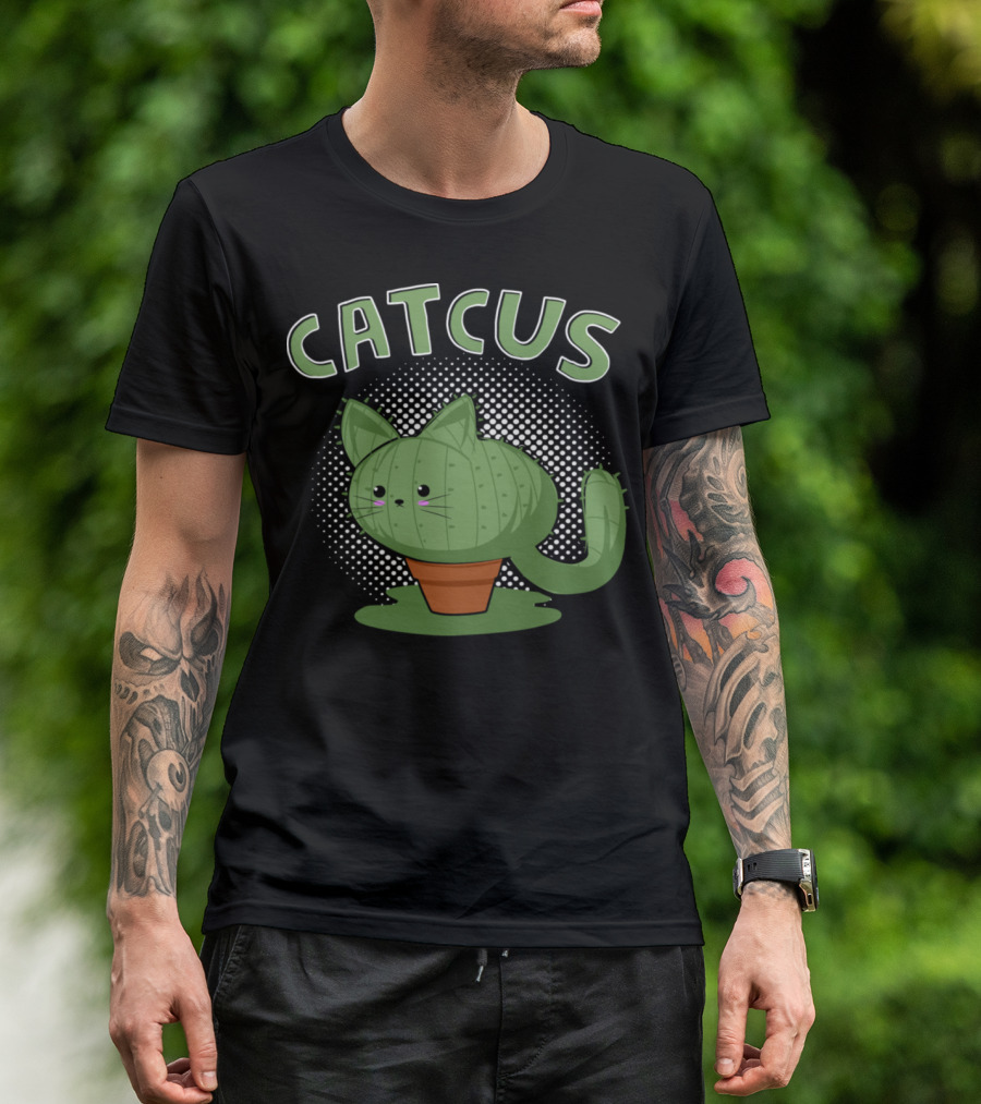 Catcus Cute Cactus Cat Pun For Cat Lovers T-Shirt